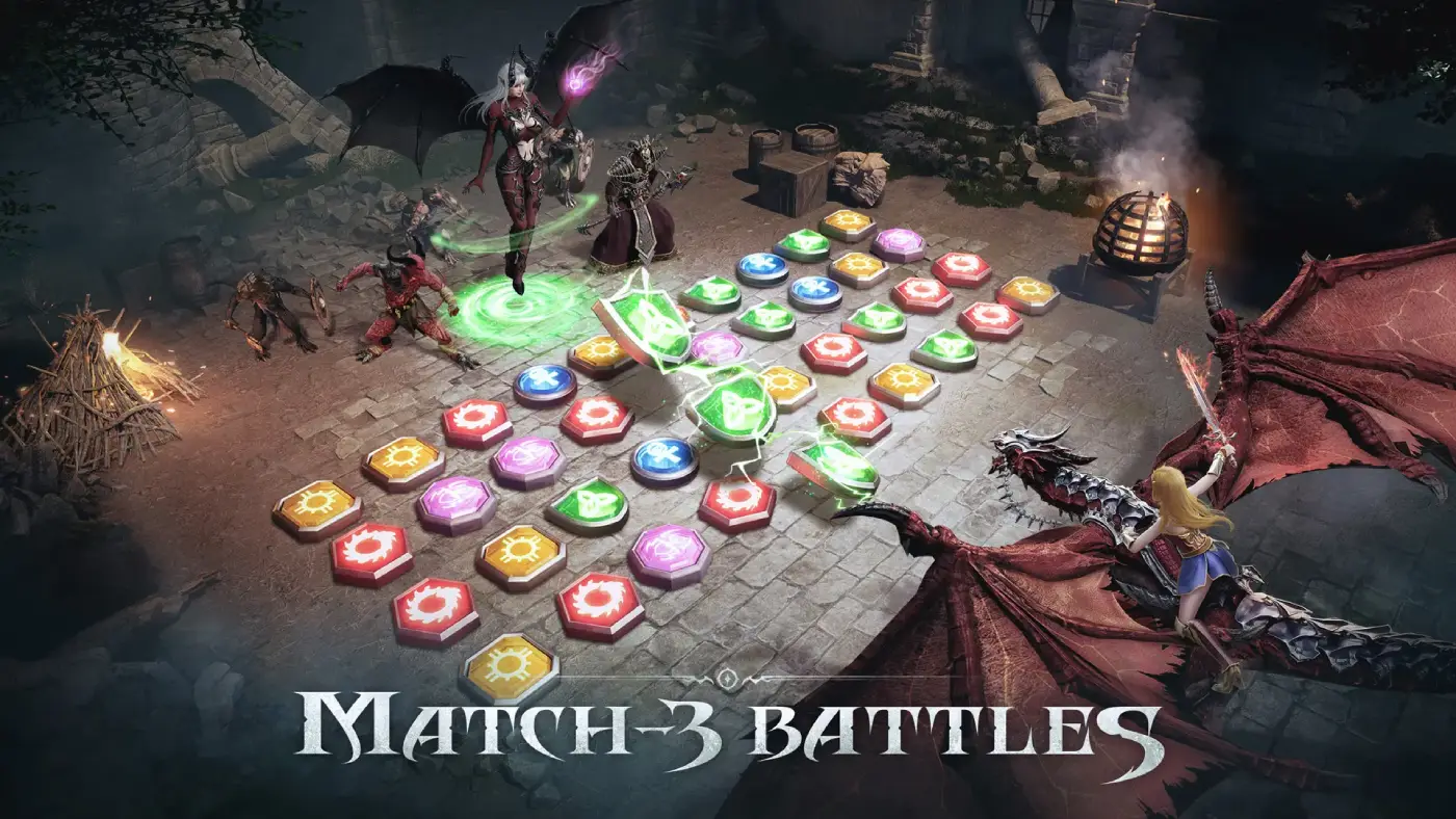 Puzzles & Conquest 融合了三消、卡牌和策略玩法移动端游戏 - 游戏截图